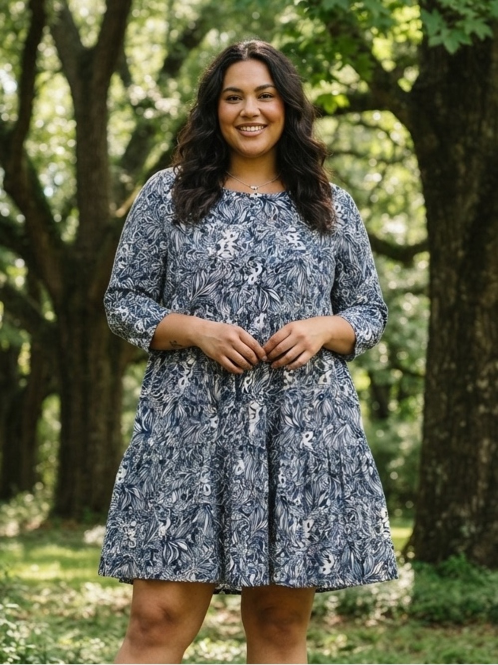 Koala Navy Tiered Dress 🐨 - Small Hole as Pictured